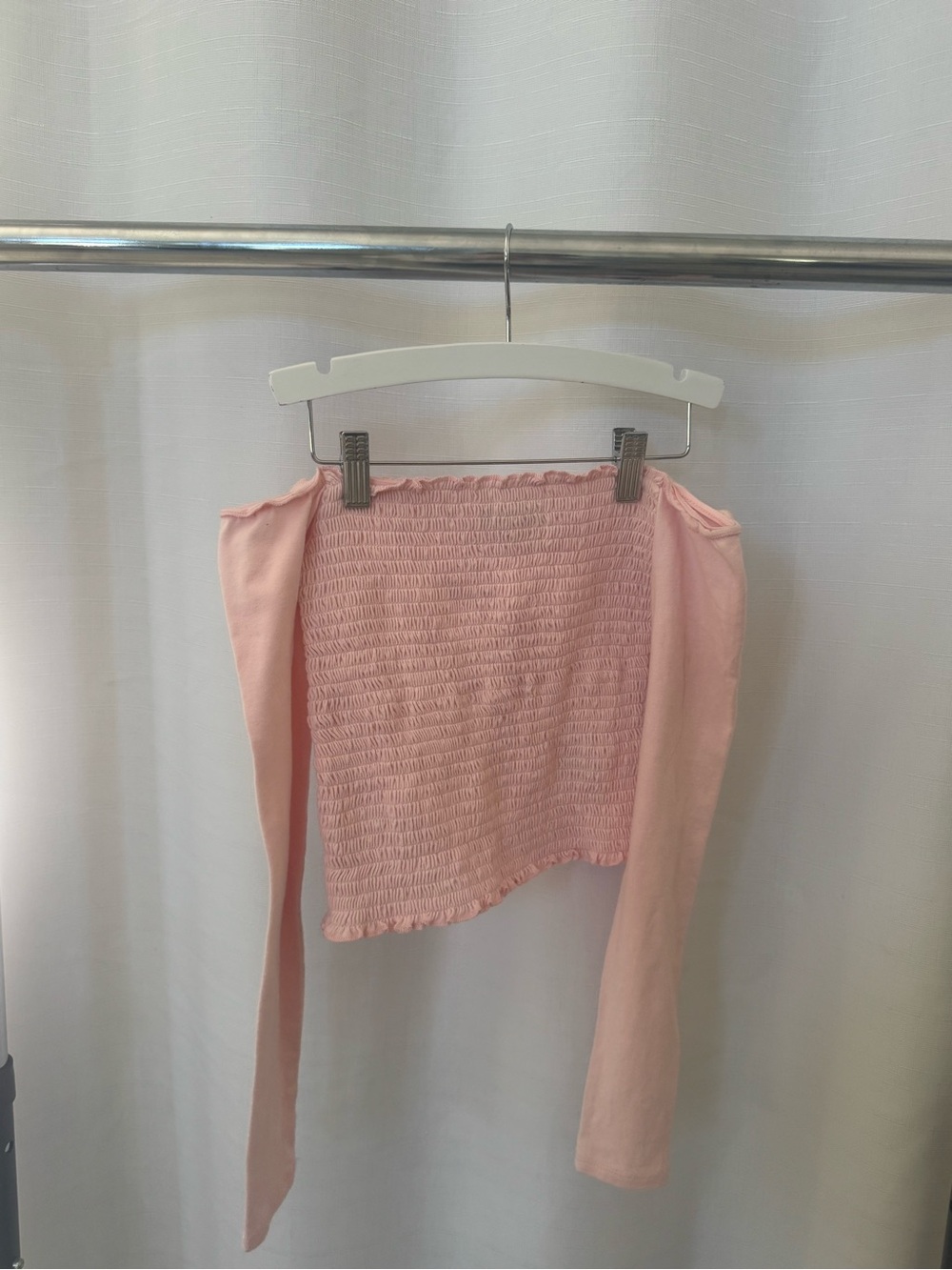 Hollister Blush Pink Smocked off the shoulder top